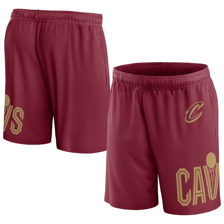 Men's Cleveland Cavaliers Burgundy Free Throw Mesh Shorts Men's Cleveland Cavaliers Burgundy Free Throw Mesh Shorts